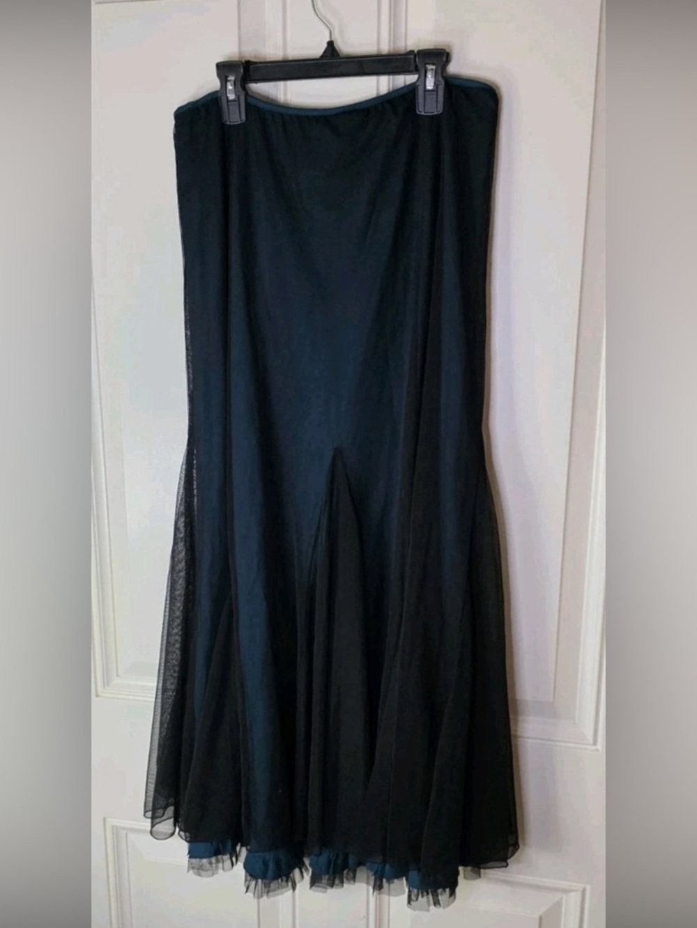 Double D Ranch Black Maxi Skirt with Sheer Overlay
